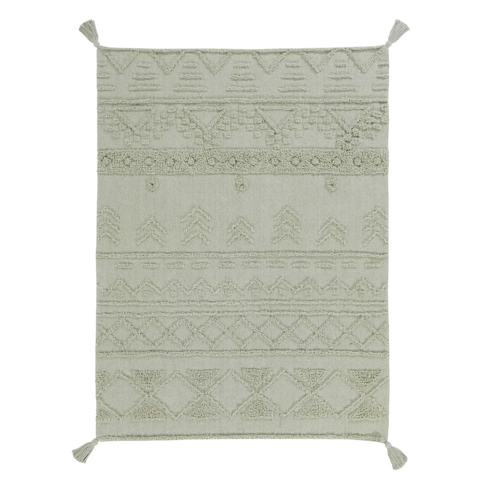 Lorena Canals Boho Baumwolleteppich - waschbar "Tribu" handgewebt hellgrün