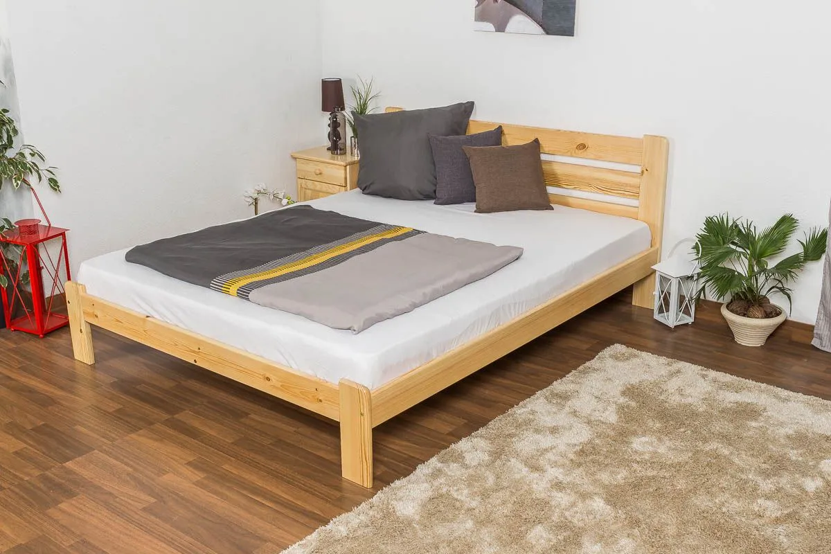 Doppelbett / Gästebett Kiefer Vollholz massiv natur A27, inkl. Lattenrost - Abmessung 160 x 200 cm