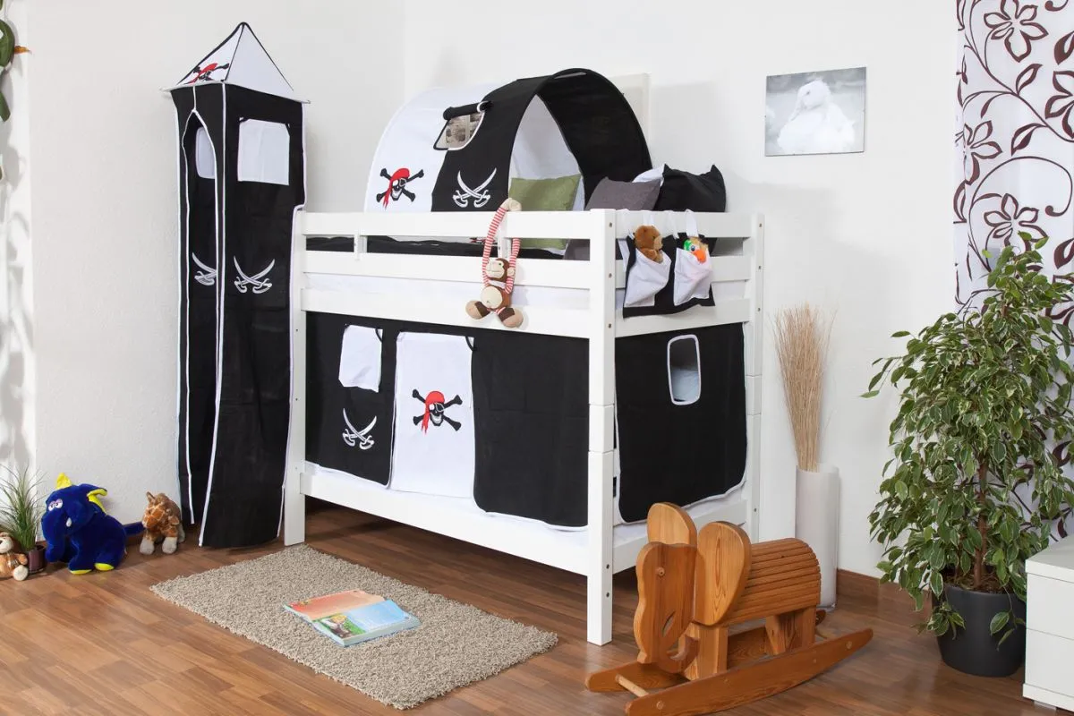 weißes Etagenbett für Kinder - Buche massiv 90x200 cm, teilbar auf 2 Betten