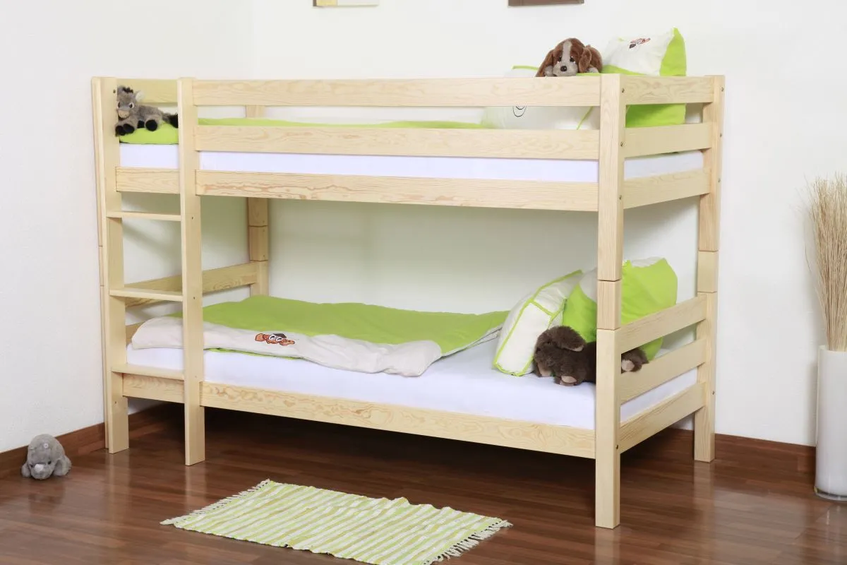 Etagenbett Kevin inkl. Rollrost - Material: Kiefer massiv natur, Farbe: klar lackiert, teilbar