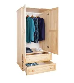 Kleiderschrank Holz natur 010 - Abmessung 190 x 80 x 60 cm (H x B x T)