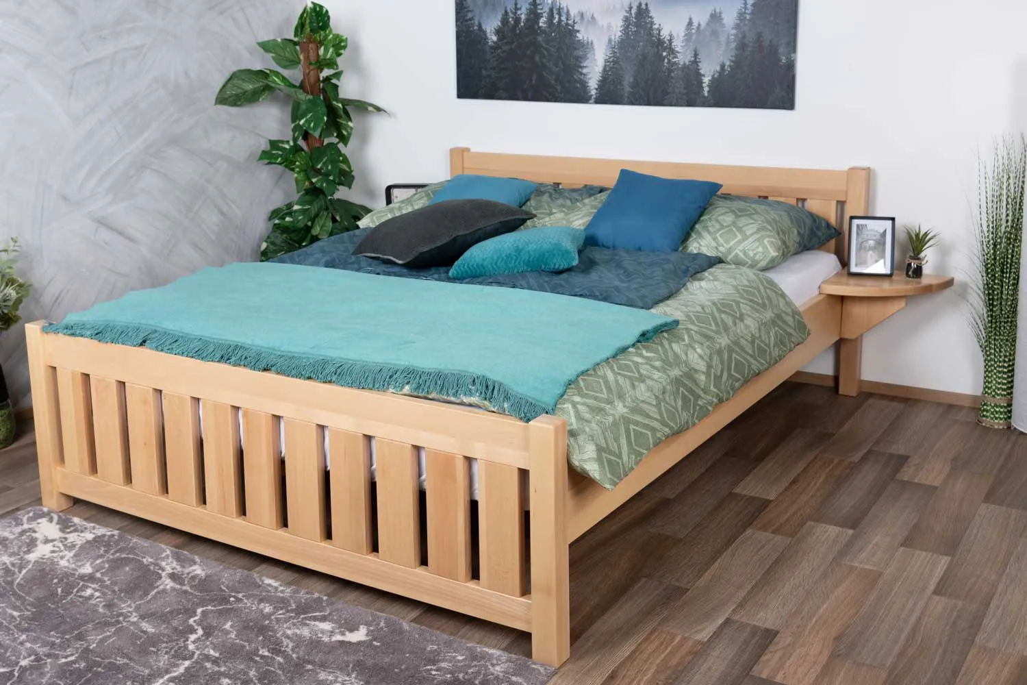 Jugendbett Buche massiv Vollholz natur 106, inkl. Lattenrost - Abmessung 160 x 200 cm