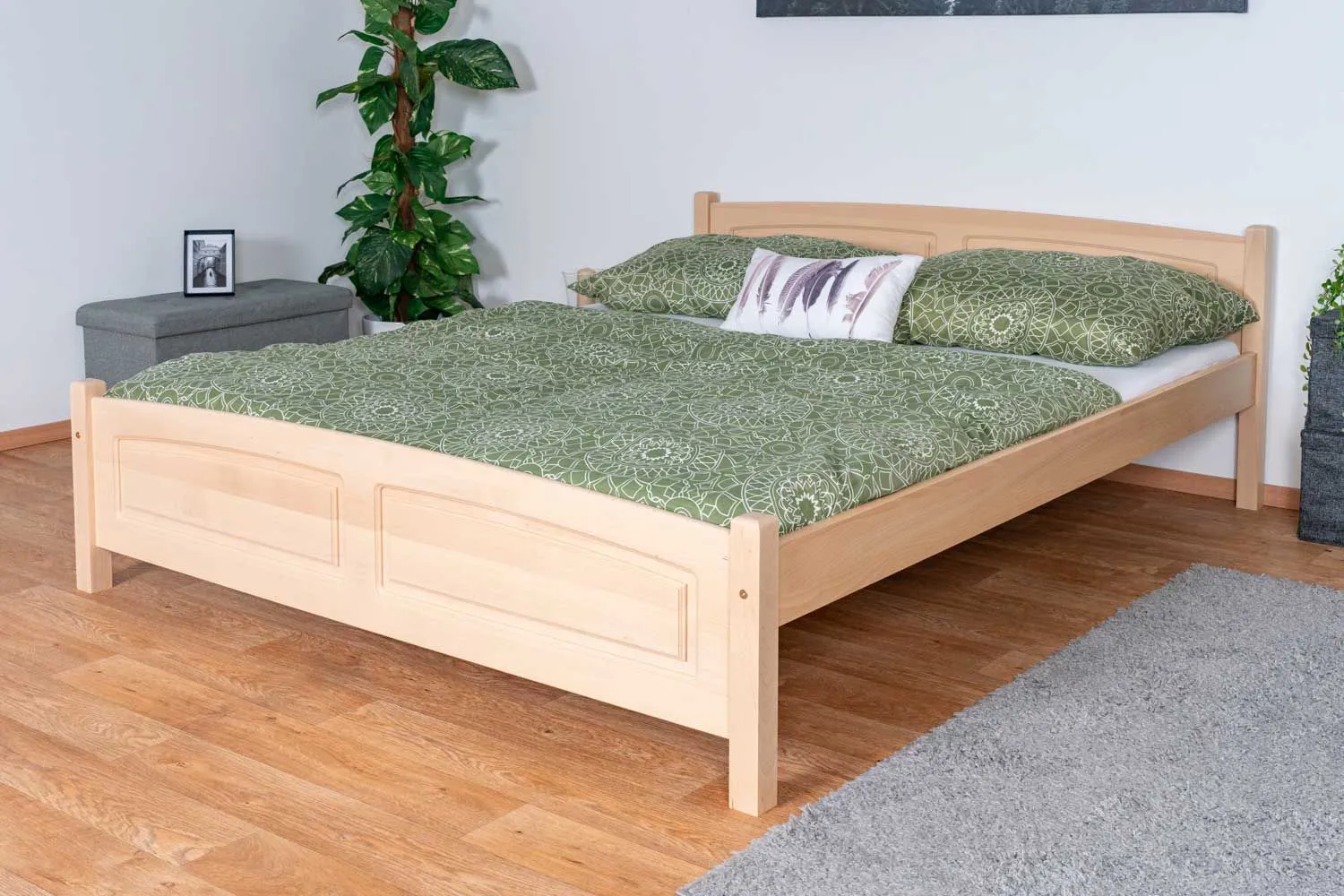 Jugendbett Buche massiv Vollholz natur 117, inkl. Lattenrost - Abmessung 160 x 200 cm