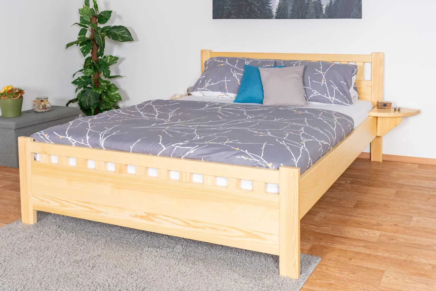 Kinderbett / Jugendbett Kiefer massiv Vollholz natur 67, inkl. Lattenrost - Abmessung 140 x 200 cm