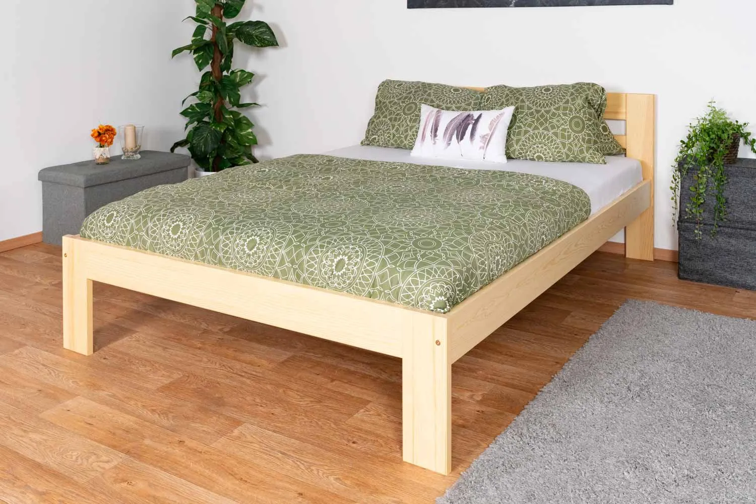 Kinderbett / Jugendbett Kiefer massiv Vollholz natur 73, inkl. Lattenrost - Abmessung 140 x 200 cm