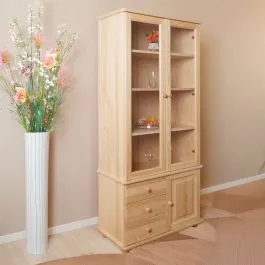 Vitrine Kiefer massiv Vollholz natur Junco 39 - Abmessung 195 x 84 x 42 cm