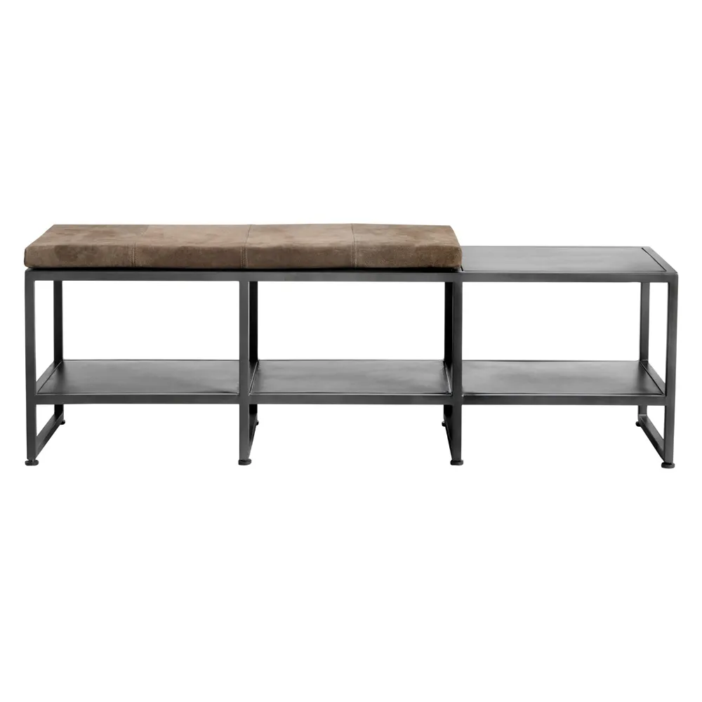 Metall-Sitzbank "Brage" schwarz-braun