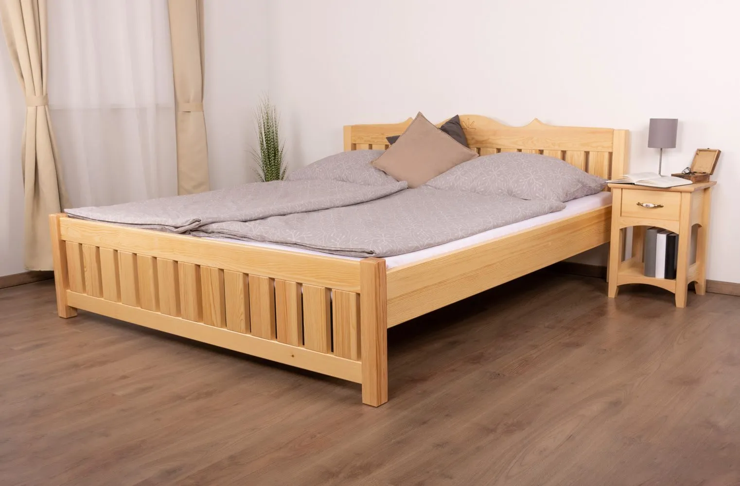 Doppelbett Kiefer Vollholz massiv natur Turakos 90 - Liegefläche: 180 x 200 cm (B x L)
