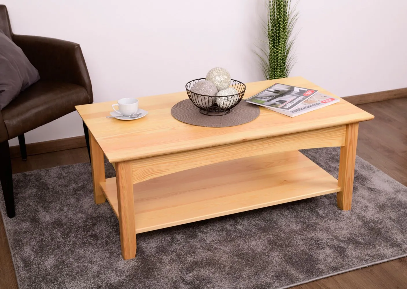 Couchtisch Kiefer Vollholz massiv natur Turakos 122 - Abmessung 110 x 61 x 45 cm (B x T x H)