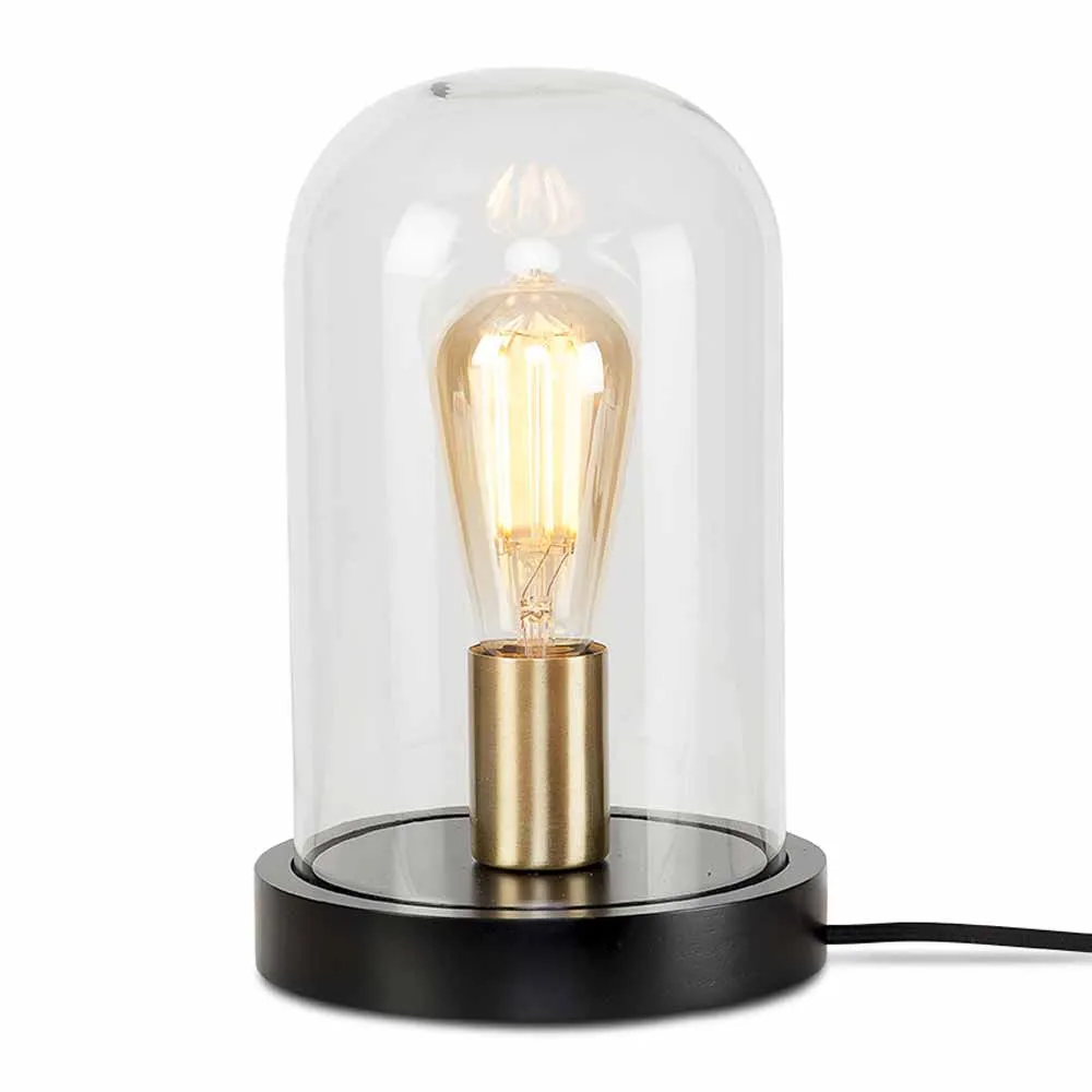 Tischleuchte "Siona" Glasglocke schwarz-gold